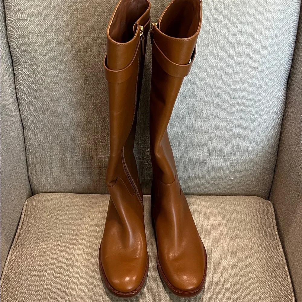 NEW Tory Burch Everly Strap Leather Riding Boots Size 5.5